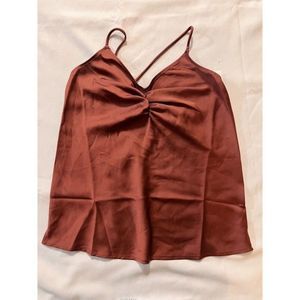 Daily Ritual Women Spaghetti Strap Cami‎ Top Sleeveless Red Copper Brown XS